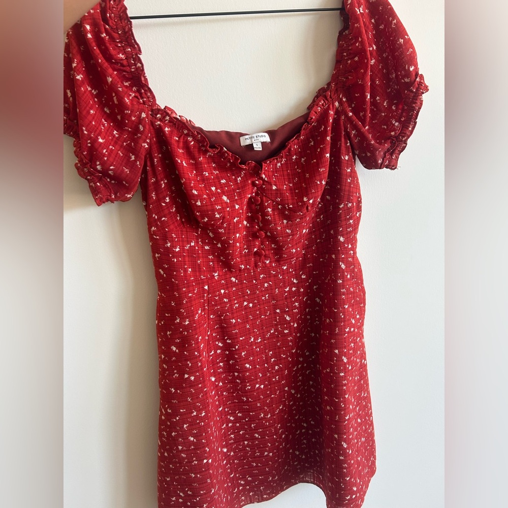 Petite Studio NYC Maisy - Floral mini dress, sweetheart neckline, puff sleeve, S - Picture 4 of 10